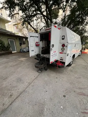 Magnet Plumbing service vehicle on-site for Sewer Line Repair in Debary